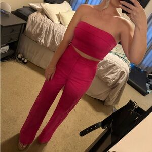 Women's Strapless Pink Jumpsuit